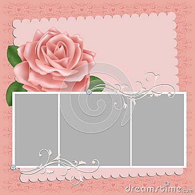 Blank wedding photo frame or postcard Vector Illustration