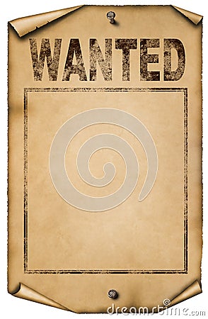 Blank western wanted poster illustration Stock Photo