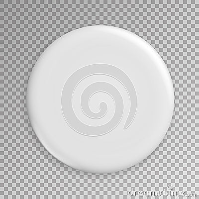 Blank White Badge Vector. Realistic Illustration. Clean Empty Pin Button Mock Up. . Vector Illustration