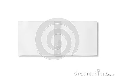 Blank white banknote stack mock up isolated white background, top view, 3d rendering. Empty paper money heap mockup. Stock Photo