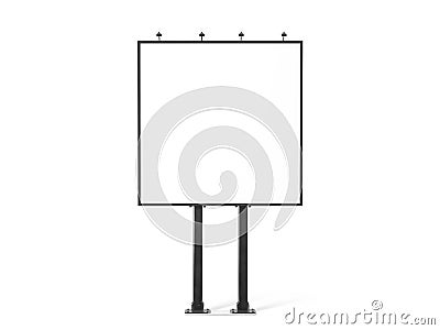 Blank white banner mockup on black city square billboard Stock Photo