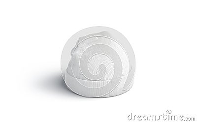 Blank white beanie mock up, isolated, side view Stock Photo