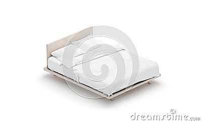 Blank white bed mock up, side view isolated, Stock Photo