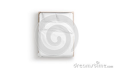 Blank white bed mock up, top view isolated, Stock Photo