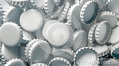 Blank white beer lid stack mock up, top view Stock Photo