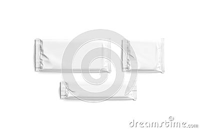 Blank white big, small, square chocolate bar foil wrap mockup Stock Photo