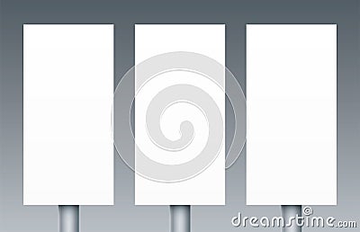 Three white vector billboards with copy space. Vector Illustration