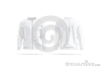 Blank white bomber jacket mockup, front and back view Stock Photo