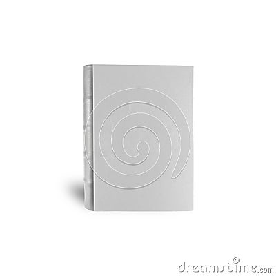 A blank white book stands on a white background Stock Photo