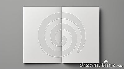 Blank white book open pages or brochure top-down isolated in grey background. Generative ai Stock Photo