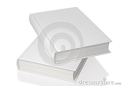 Blank white books cover on white background. 3D Illustrations Cartoon Illustration