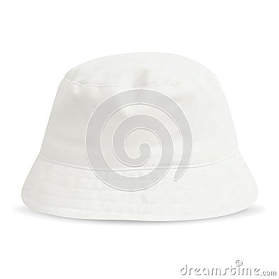 Blank white bucket hat mockup, profile view, Empty textile protection panama or fullcap for hunting mock up. Vector Illustration