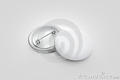 Blank white button badge stack mockup, on grey, Stock Photo