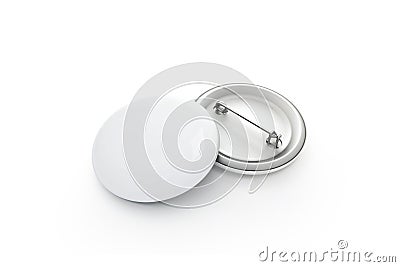 Blank white button badge stack mockup, isolated, clipping path, Stock Photo