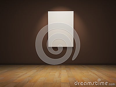 Blank white canvas on a brown wall Stock Photo