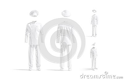 Blank white chef uniform mockup, different views Stock Photo