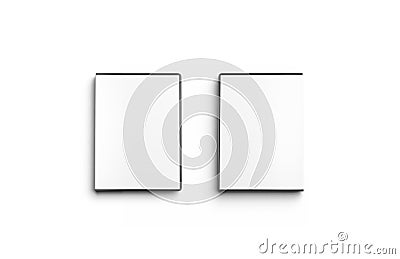 Blank white closed dvd disk case mockup, frond and back Stock Photo