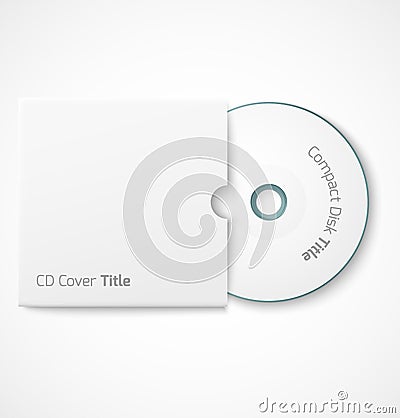 Blank white compact disk with cover mock up Vector Illustration