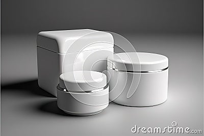 Blank white cosmetic skincare makeup containers. Generative AI Stock Photo