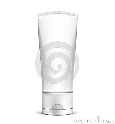 Blank white cream tube or cosmetic bottle Vector Illustration