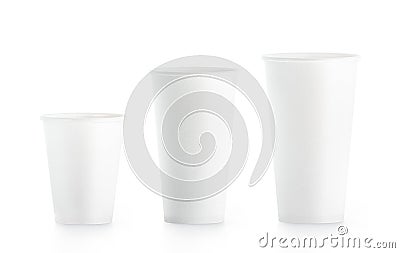 Blank white disposable paper cup mock ups isplated Stock Photo