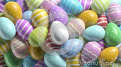 Blank white easter egg on colorful stack mock up Stock Photo