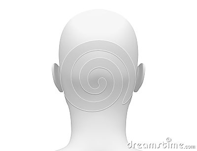 Blank White Female Head - Back view Stock Photo