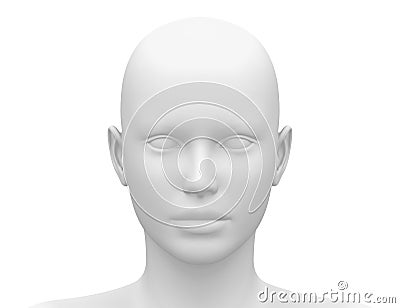 Blank White Female Head - Front view Stock Photo