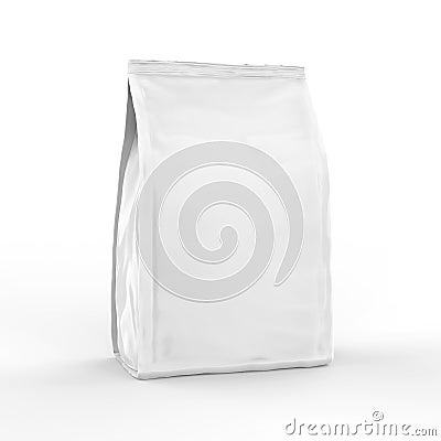 Blank white foil or paper food stand up pouch mockup, snack sachet bag packaging mock up Stock Photo