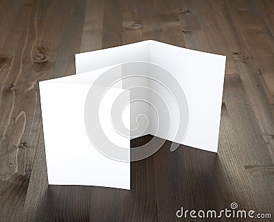 Blank white folding paper flyer Stock Photo