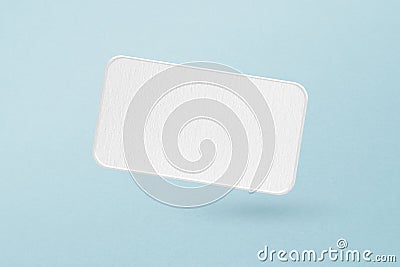 White grunge business card paper cut on grunge blue background for advertising, note idea, presentation Stock Photo