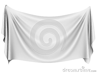 Blank white hanging cloth banner Stock Photo