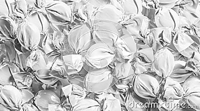 Blank white hard candy foil wrapper mockup stack Stock Photo