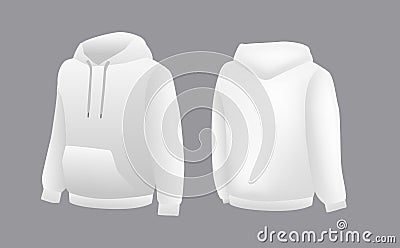 Blank white hoodie template. Long sleeve sweatshirts template with clipping path, gosh for printing Vector Illustration