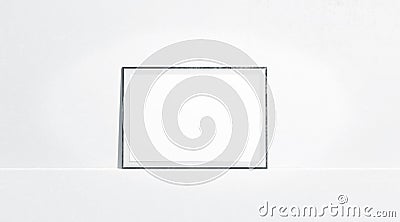 Blank white horizontal paper poster mock up stand gallery wall Stock Photo