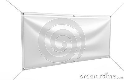 Blank White Indoor outdoor Fabric & Scrim Vinyl Banner for print design presentaion. 3d render illustration. Stock Photo