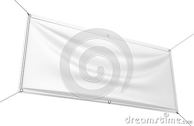 Blank White Indoor outdoor Fabric & Scrim Vinyl Banner for print design presentation. 3d render illustration. Stock Photo