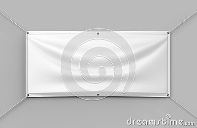 Blank White Indoor outdoor Fabric & Scrim Vinyl Banner for print design presentation. 3d render illustration. Stock Photo