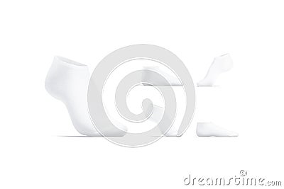 Blank white low cut socks mockup stand, different views Stock Photo