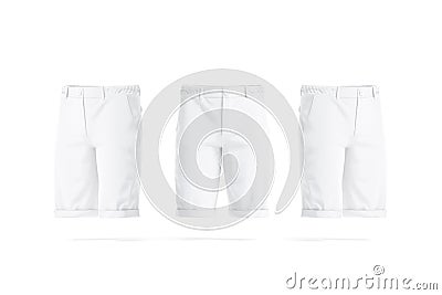 Blank white men shorts mockup, front and side view Stock Photo