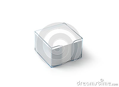 Blank white note paper block plastic holder mockup Stock Photo