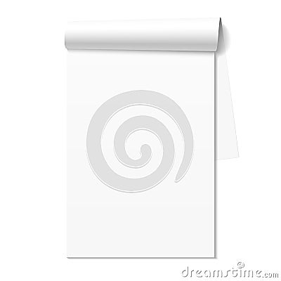 Blank white notepad, notebook Vector Illustration