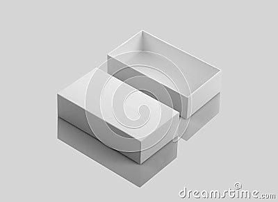 Blank White Open Product Box on Gray Background Stock Photo