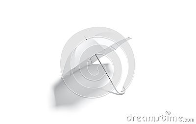 Blank white open umbrella mockup lying, top view Stock Photo