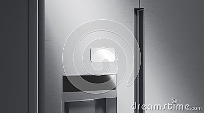Blank white rectangle magnet on fridge mockup, side view Stock Photo