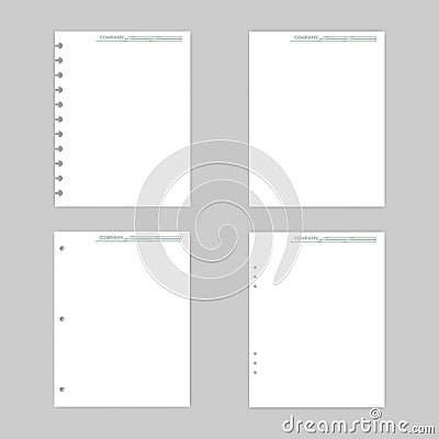 Blank white paper letter size set - mockup for corporate identity design Vector Illustration