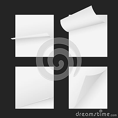 Blank white paper sheet with page curl vector Vector Illustration