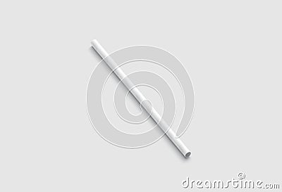 Blank white paper straw mockup isolated, side view, Stock Photo