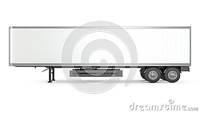 Blank white parked semi trailer, side view Stock Photo