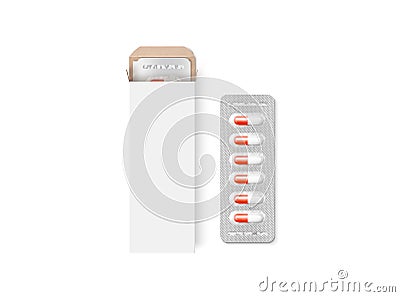 Blank white pill box design mockup, isolated Cartoon Illustration
